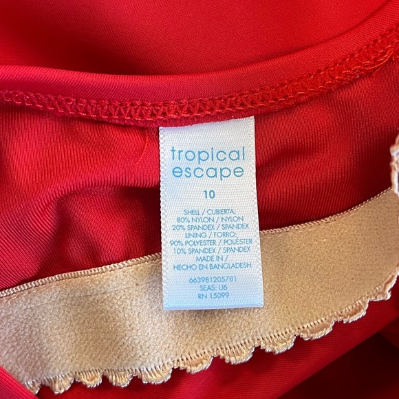 Tropical Escape Swim Dress Swimsuit Cover Up Red 10 New - Picture 7 of 7